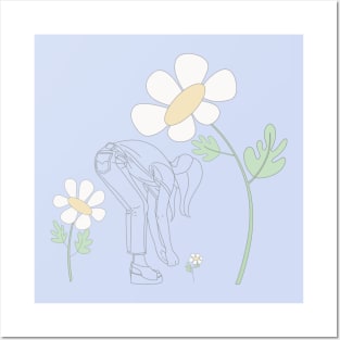 Picking Daisies- DIY Pre-printed design for embroidery T-Shirt Posters and Art